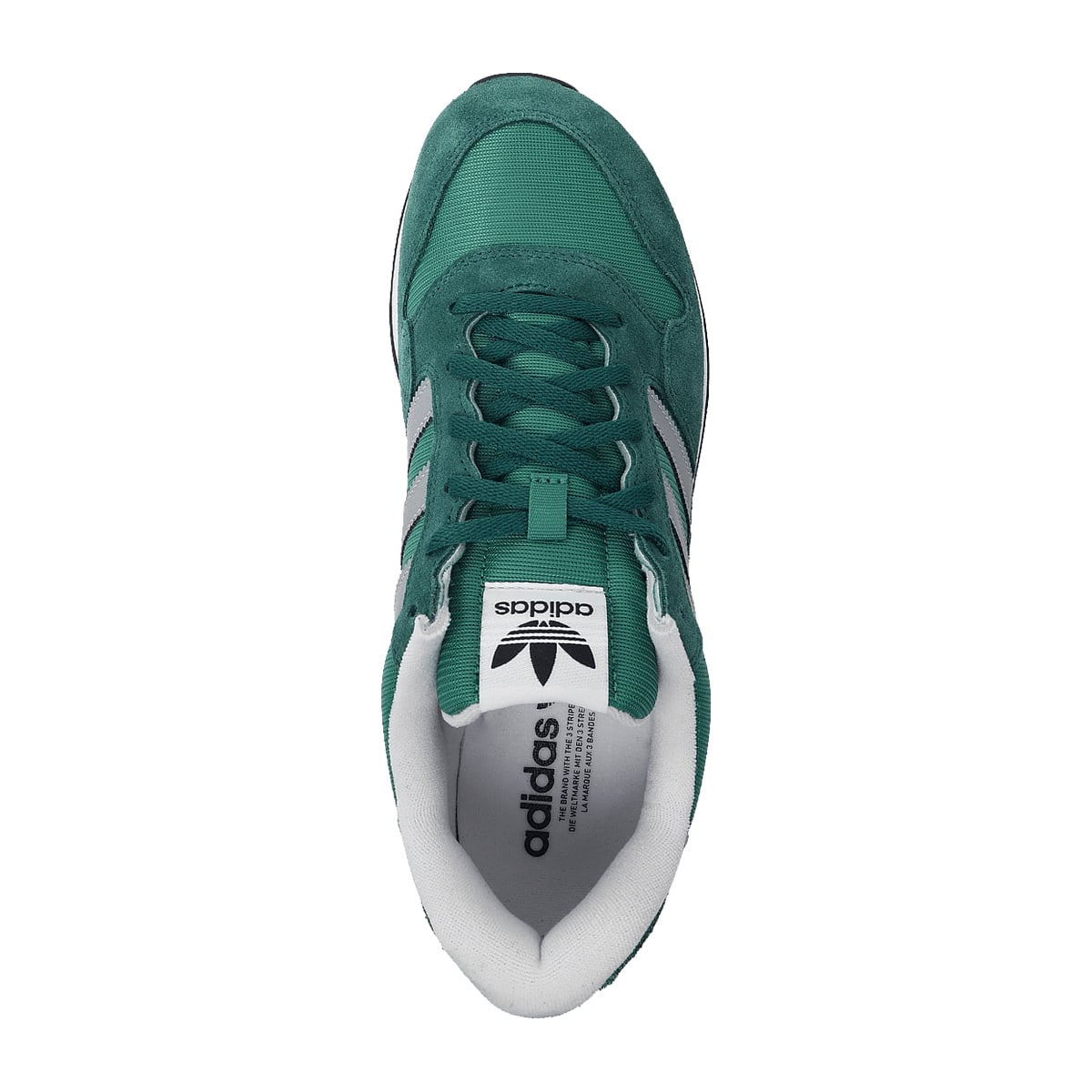 ADIDAS ZX 500 RS KI9813 in Grün – Draufsicht auf Schnürung und Obermaterial auf weißem Hintergrund
