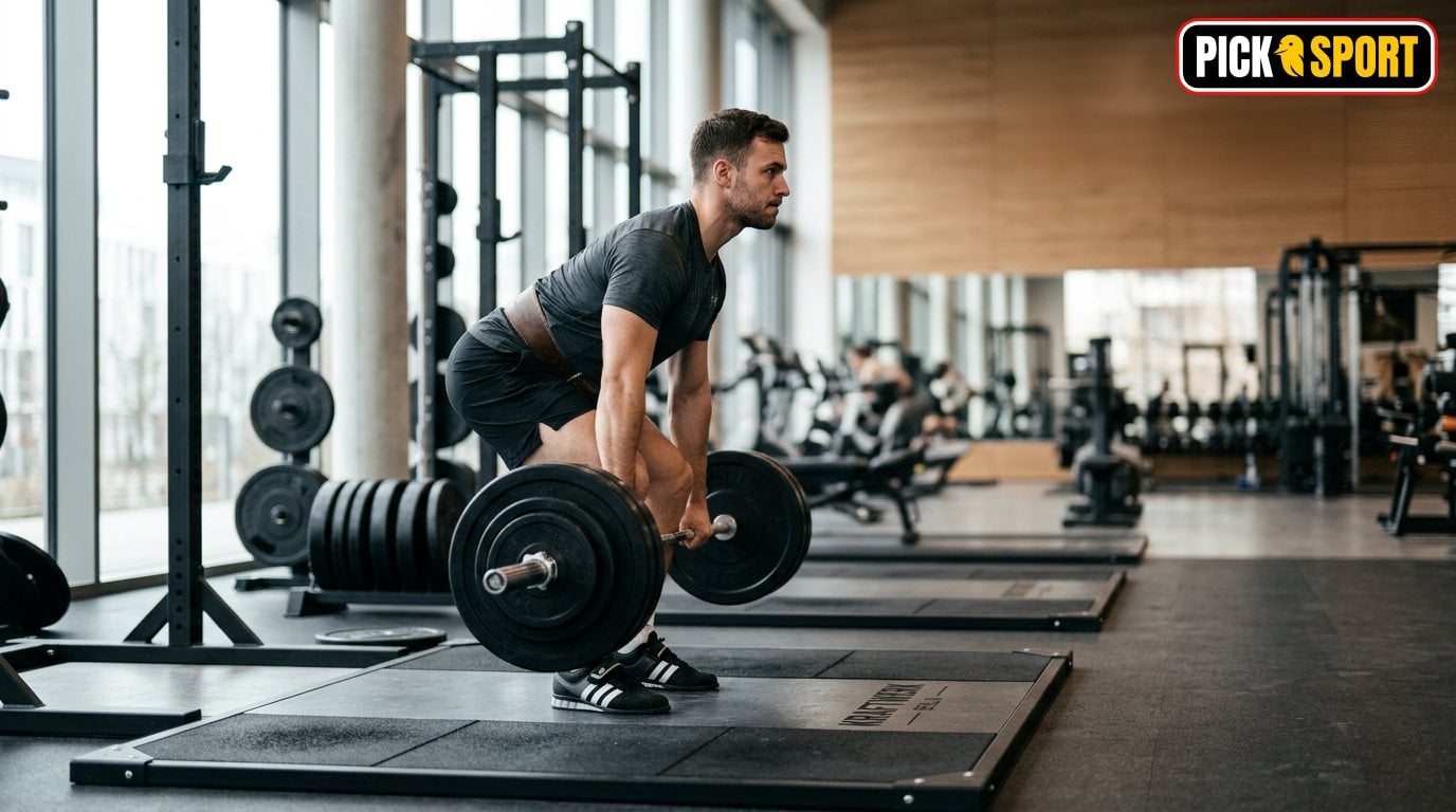 Powerlifting: Regeln, Technik und Training verständlich erklärt Ein fokussierter Athlet beim Powerlifting-Training: Fokus auf korrekte Technik und Haltung beim Kreuzheben.